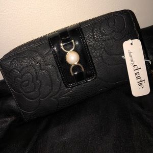 Charming Charlie Black & Pearl Patterned Wallet